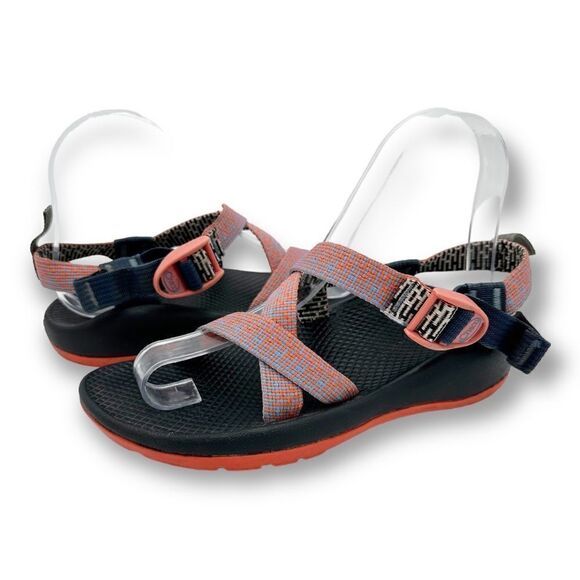 Chaco Kids Waterproof Sport Swim Hiking Sandals Orange Blue Size 4 - Picture 1 of 12